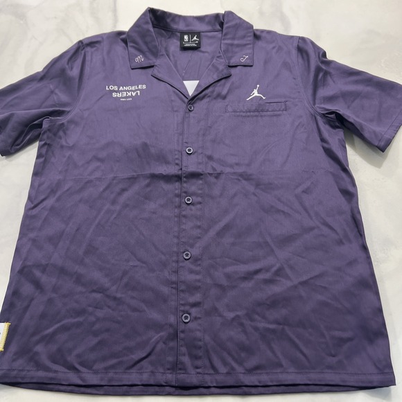 NBA‎ Jordan Los Angeles Lakers Men's Small Shirt Button Up Purple Shirt Nike New - Picture 1 of 8